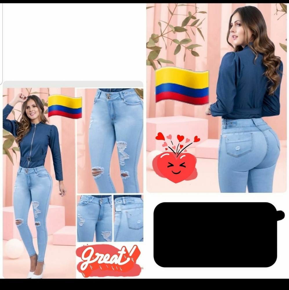 Colombian pants size 8-9 light blue tube boot
